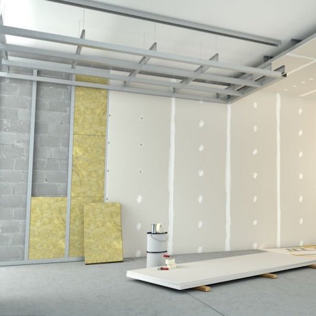 3D rendering of a house interior under renovation works