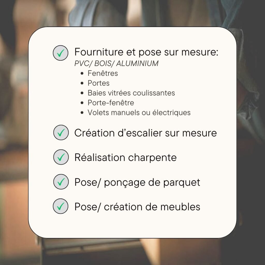Nos services de menuiserie