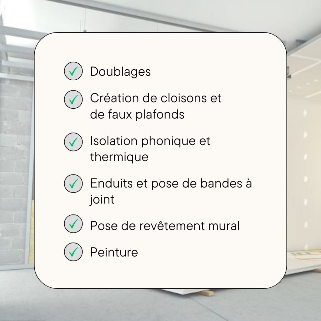 Nos services de plâtrerie et peinture